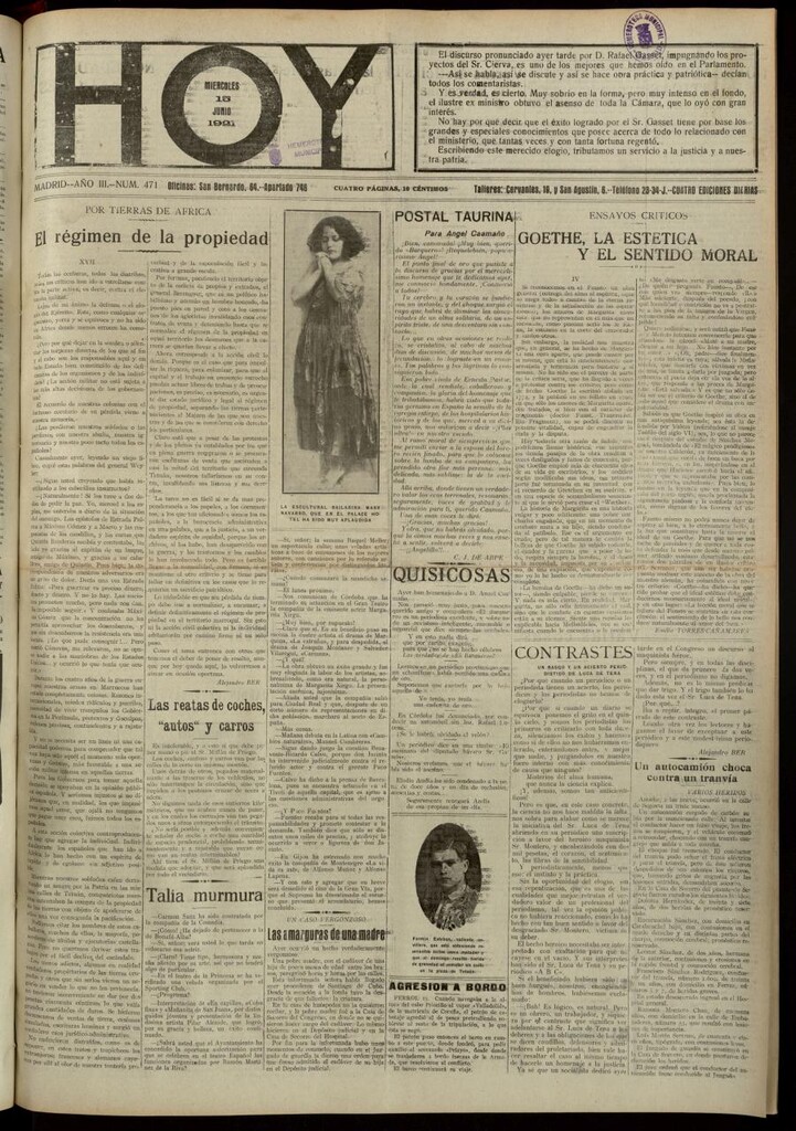 Miniatura de Hoy del 15 de junio de 1921