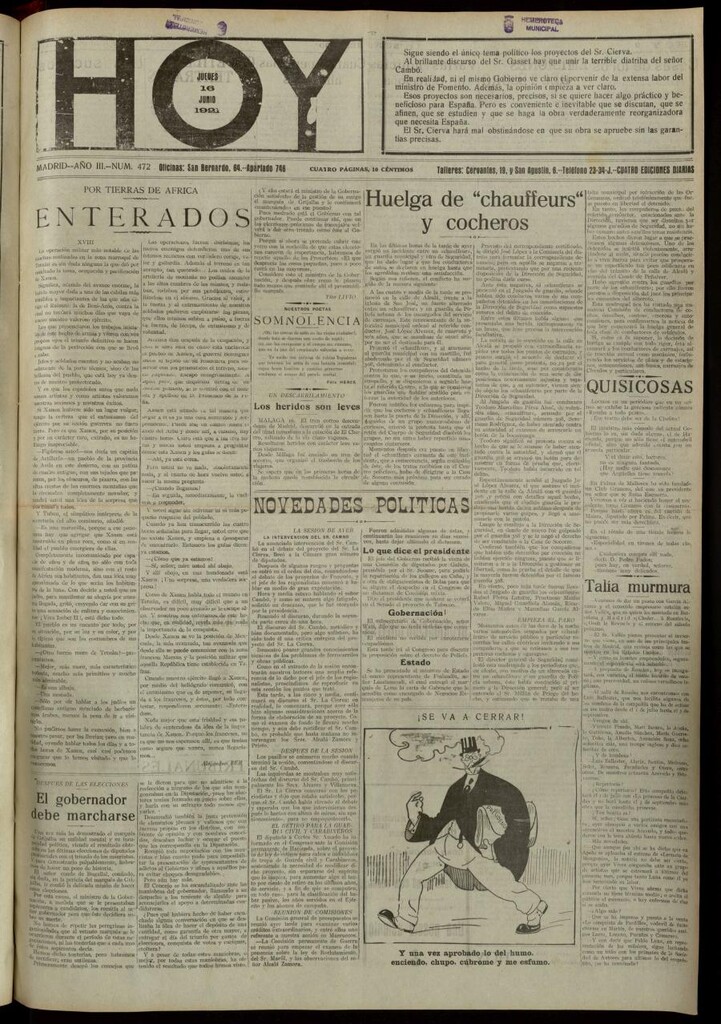 Miniatura de Hoy del 16 de junio de 1921