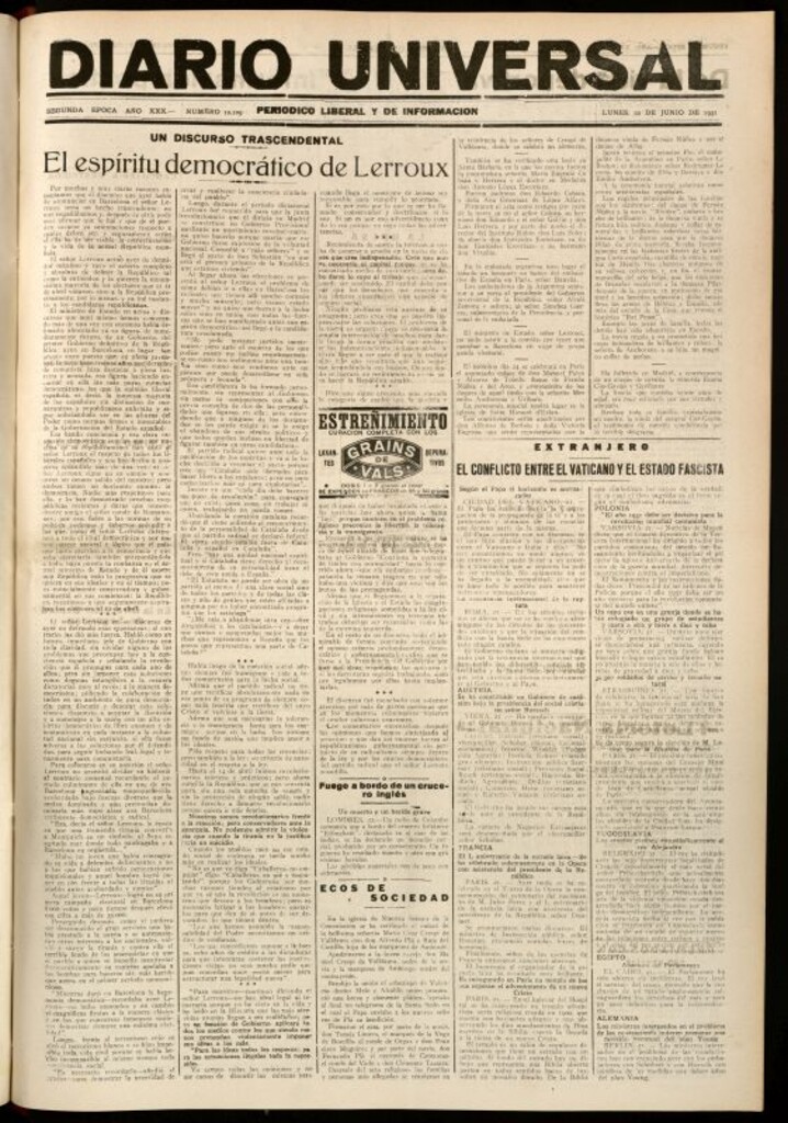 Miniatura de Hoy del 17 de junio de 1921
