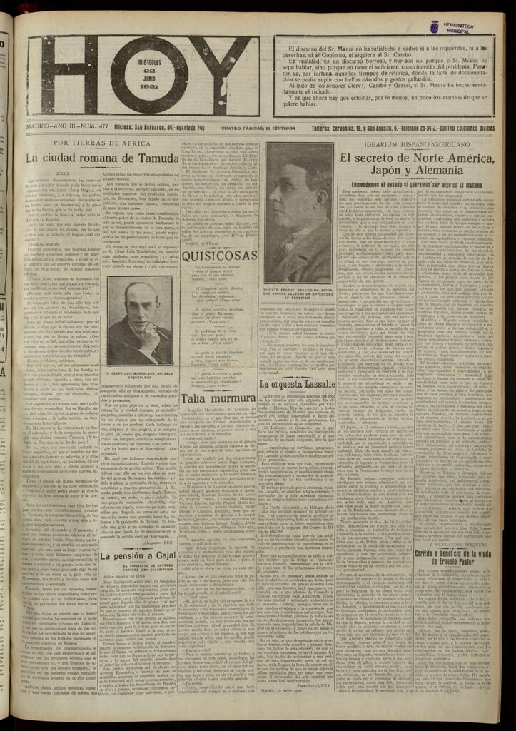 Miniatura de Hoy del 22 de junio de 1921