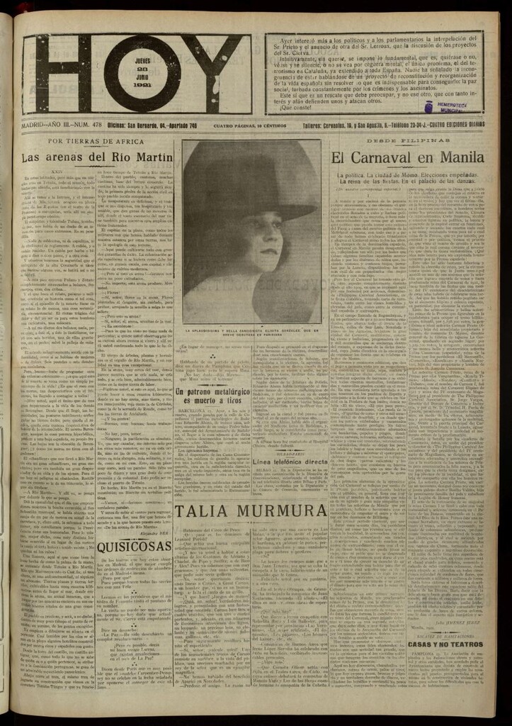 Miniatura de Hoy del 23 de junio de 1921