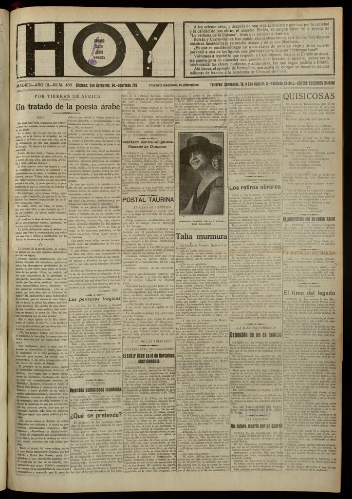 Miniatura de Hoy del 25 de junio de 1921