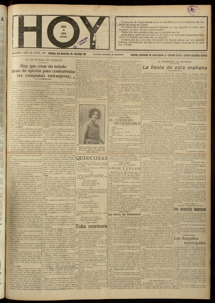 Miniatura de Hoy del 4 de julio de 1921