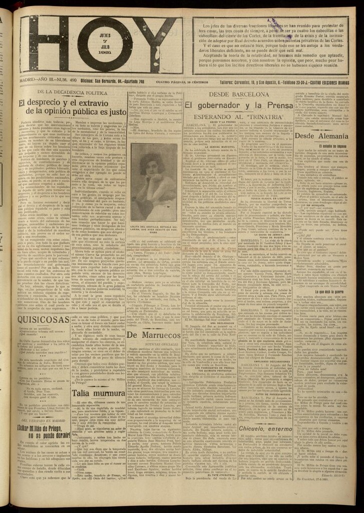 Miniatura de Hoy del 7 de julio de 1921