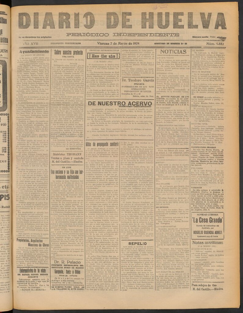 Miniatura de Diario de Huelva : periódico independiente del 7 de marzo de 1924