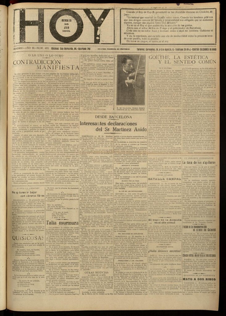 Miniatura de Hoy del 13 de julio de 1921
