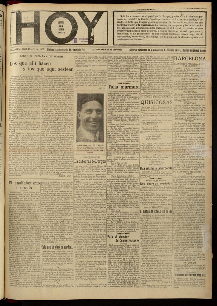 Miniatura de Hoy del 21 de julio de 1921