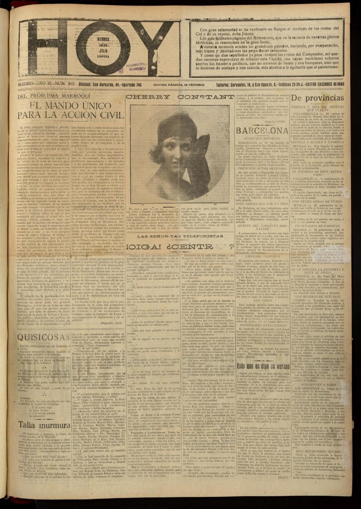 Miniatura de Hoy del 22 de julio de 1921