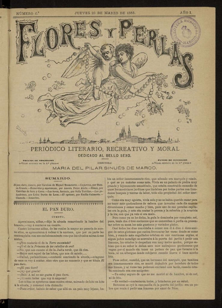 Miniatura de Flores y Perlas: periódico literario, recreativo y moral, dedicado al bello sexo del 29 de marzo de 1883, nº 4