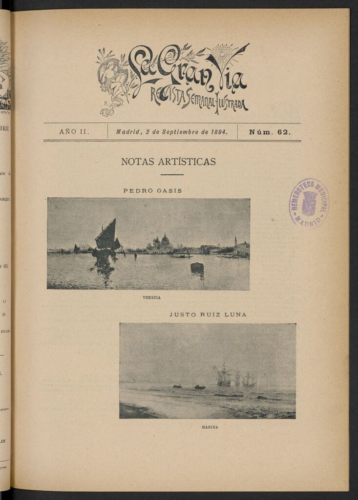 Miniatura de La Gran Vía: revista semanal ilustrada del 2 de septiembre de 1894, nº 62