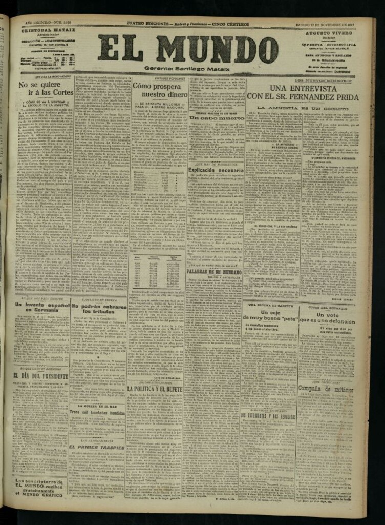 Miniatura de El Mundo del 17 de noviembre de 1917 (edición de provincias)