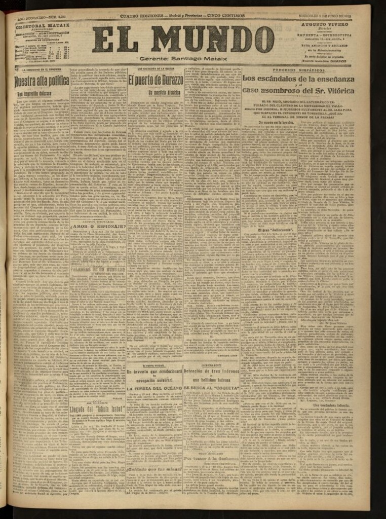 Miniatura de El Mundo del 5 de junio de 1918 (edición de provincias)