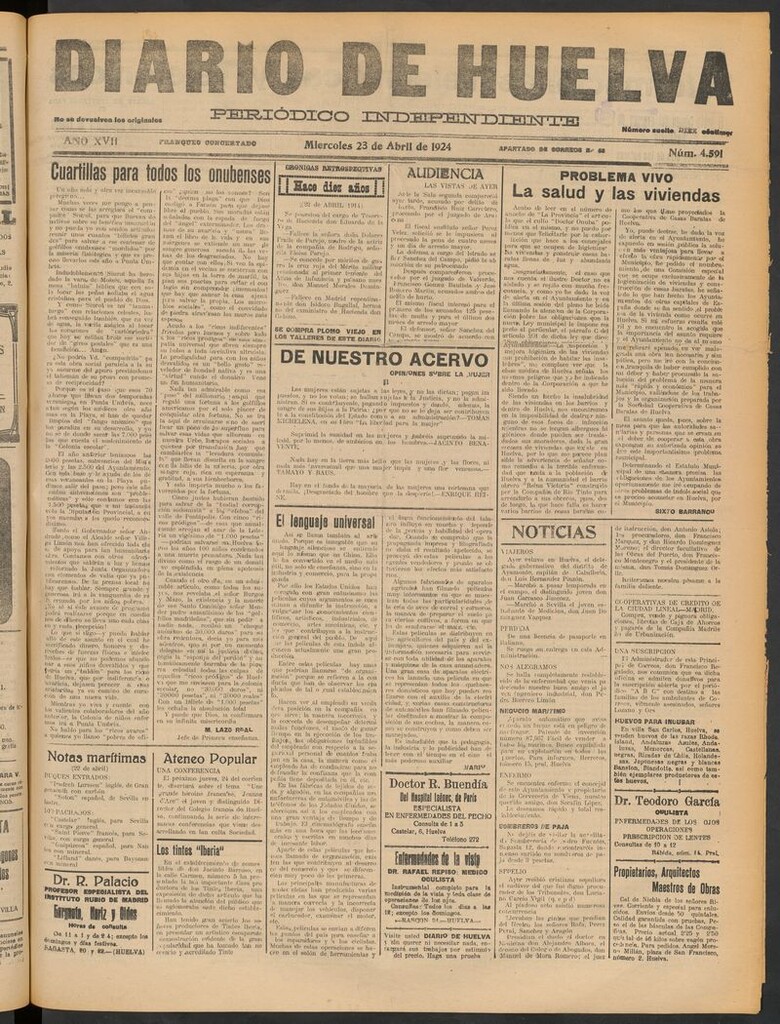 Miniatura de Diario de Huelva : periódico independiente del 23 de abril de 1924