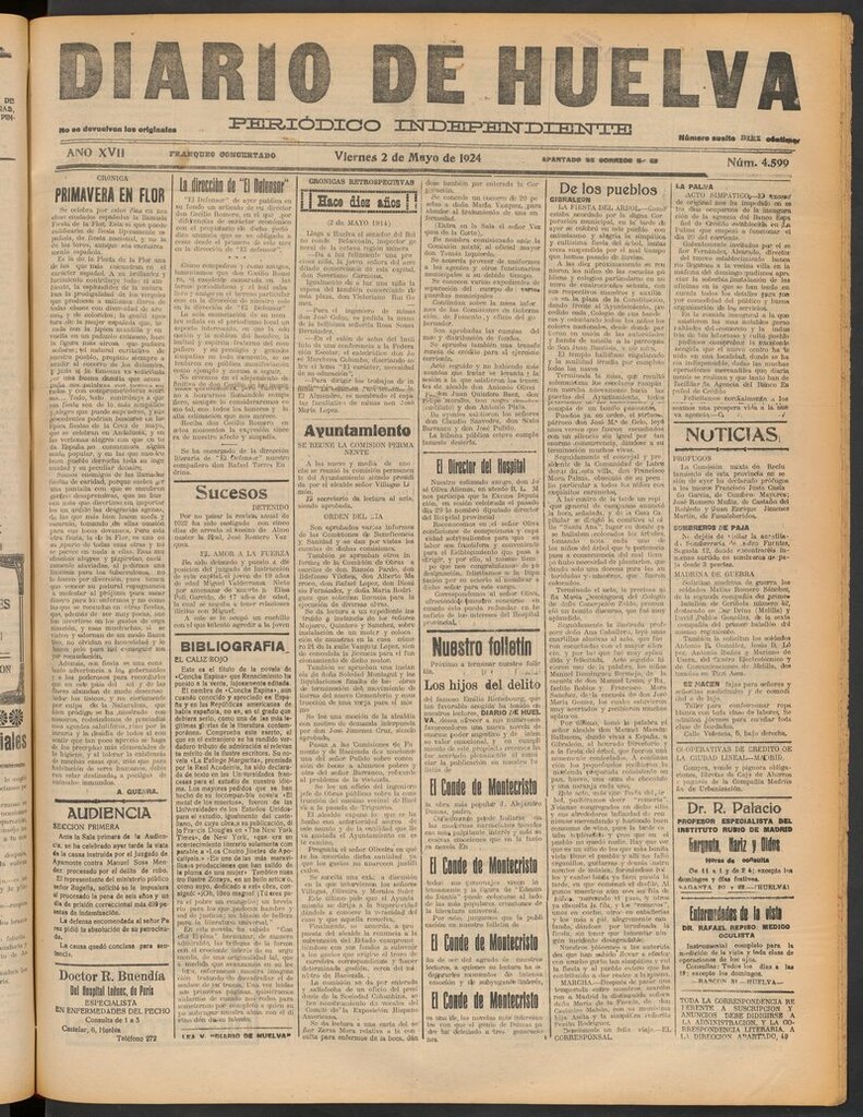 Miniatura de Diario de Huelva : periódico independiente del 2 de mayo de 1924