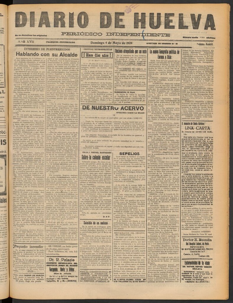 Miniatura de Diario de Huelva : periódico independiente del 4 de mayo de 1924