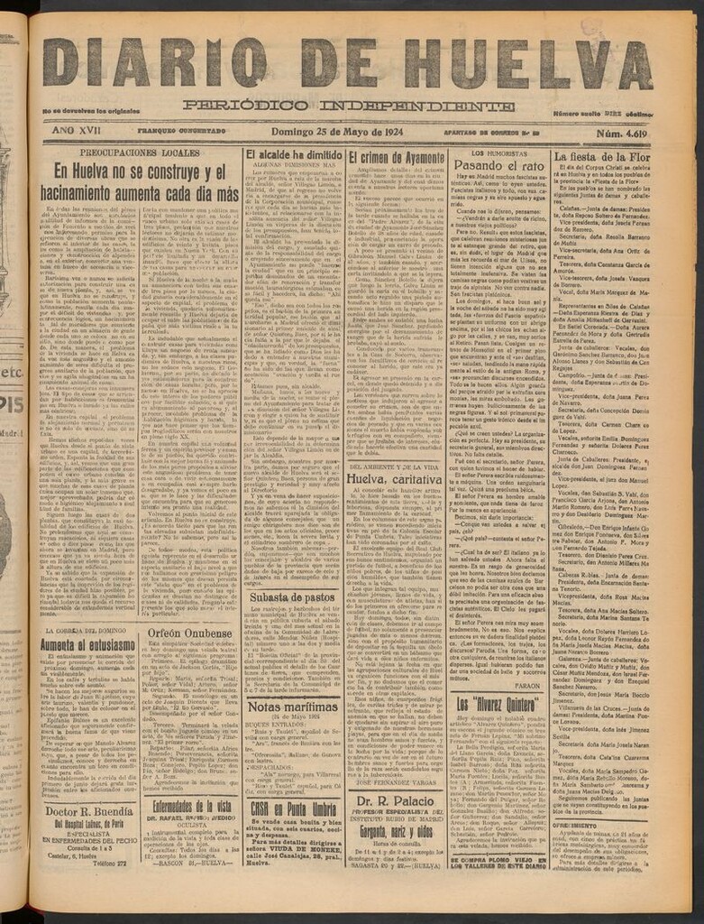 Miniatura de Diario de Huelva : periódico independiente del 25 de mayo de 1924