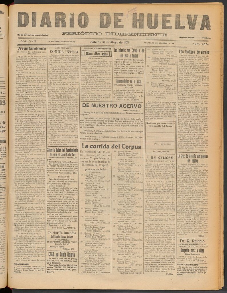 Miniatura de Diario de Huelva : periódico independiente del 31 de mayo de 1924