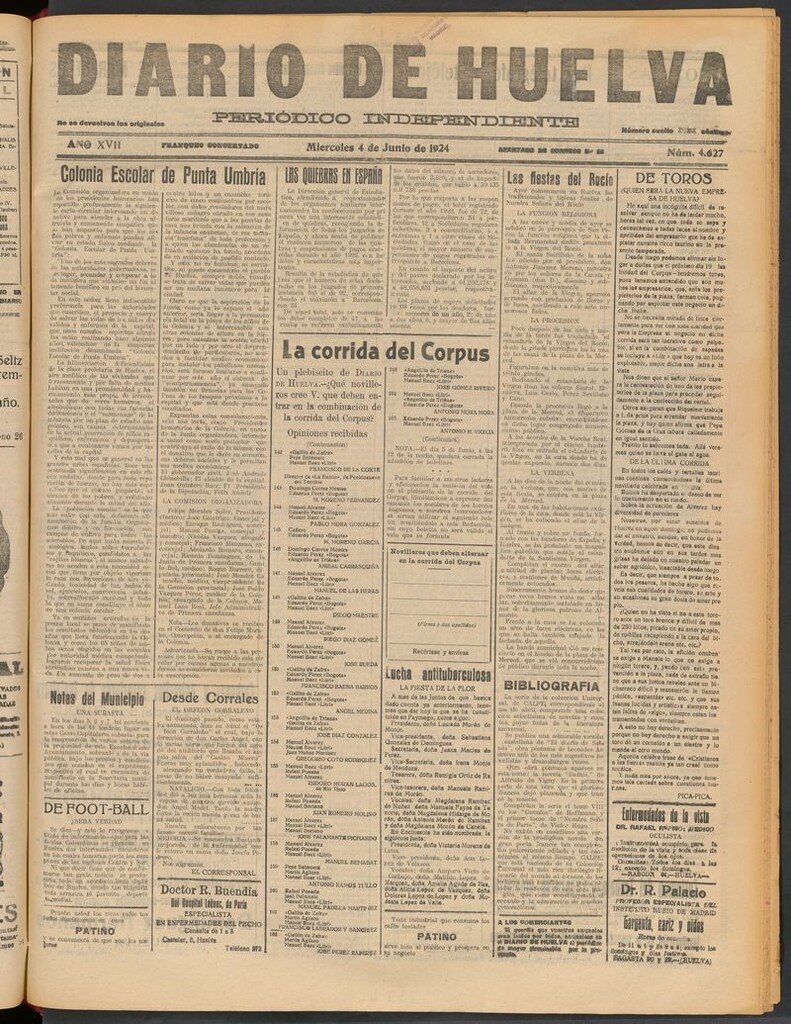 Miniatura de Diario de Huelva : periódico independiente del 4 de junio de 1924