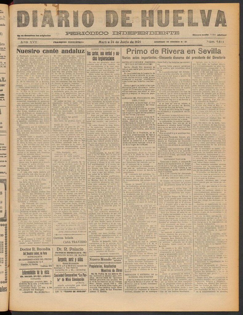 Miniatura de Diario de Huelva : periódico independiente del 24 de junio de 1924