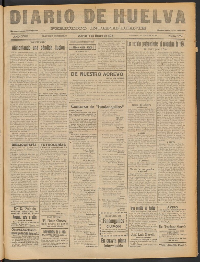 Miniatura de Diario de Huelva : periódico independiente del 6 de enero de 1925