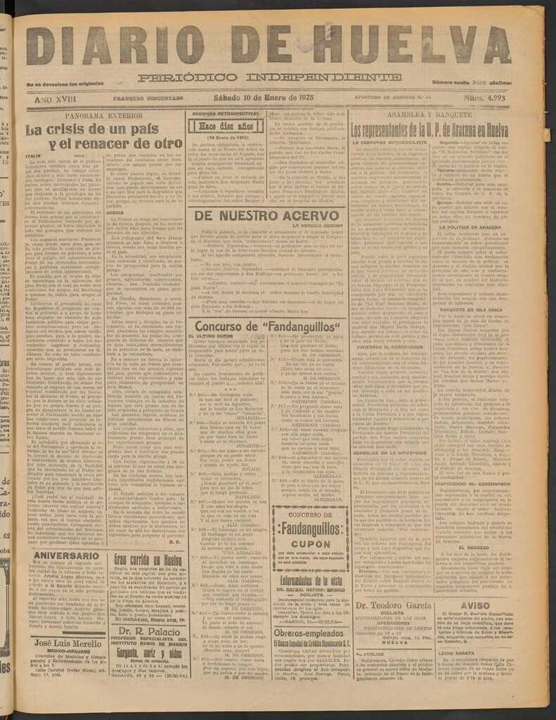 Miniatura de Diario de Huelva : periódico independiente del 10 de enero de 1925