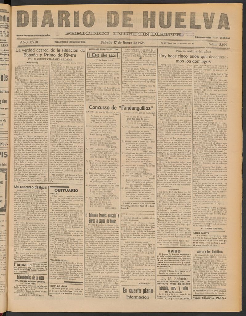 Miniatura de Diario de Huelva : periódico independiente del 17 de enero de 1925