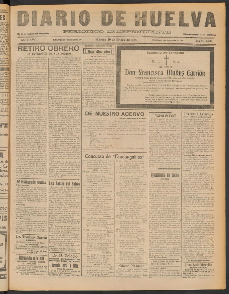 Miniatura de Diario de Huelva : periódico independiente del 20 de enero de 1925