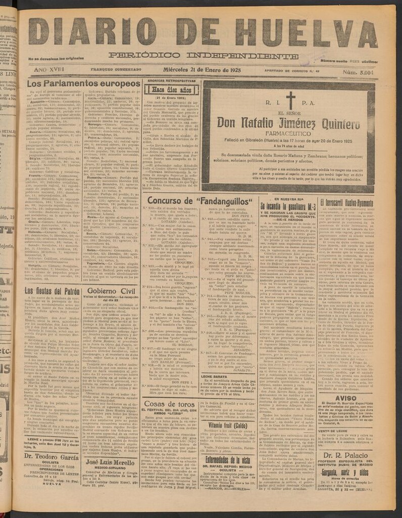 Miniatura de Diario de Huelva : periódico independiente del 21 de enero de 1925