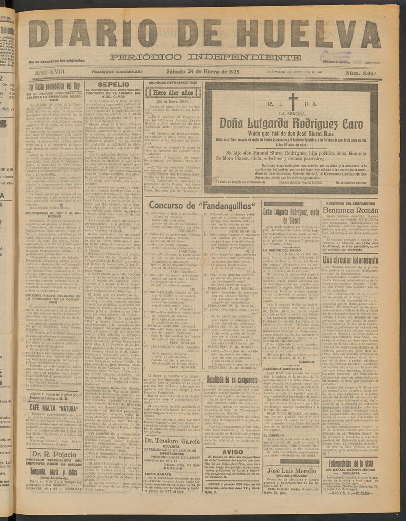 Miniatura de Diario de Huelva : periódico independiente del 24 de enero de 1925