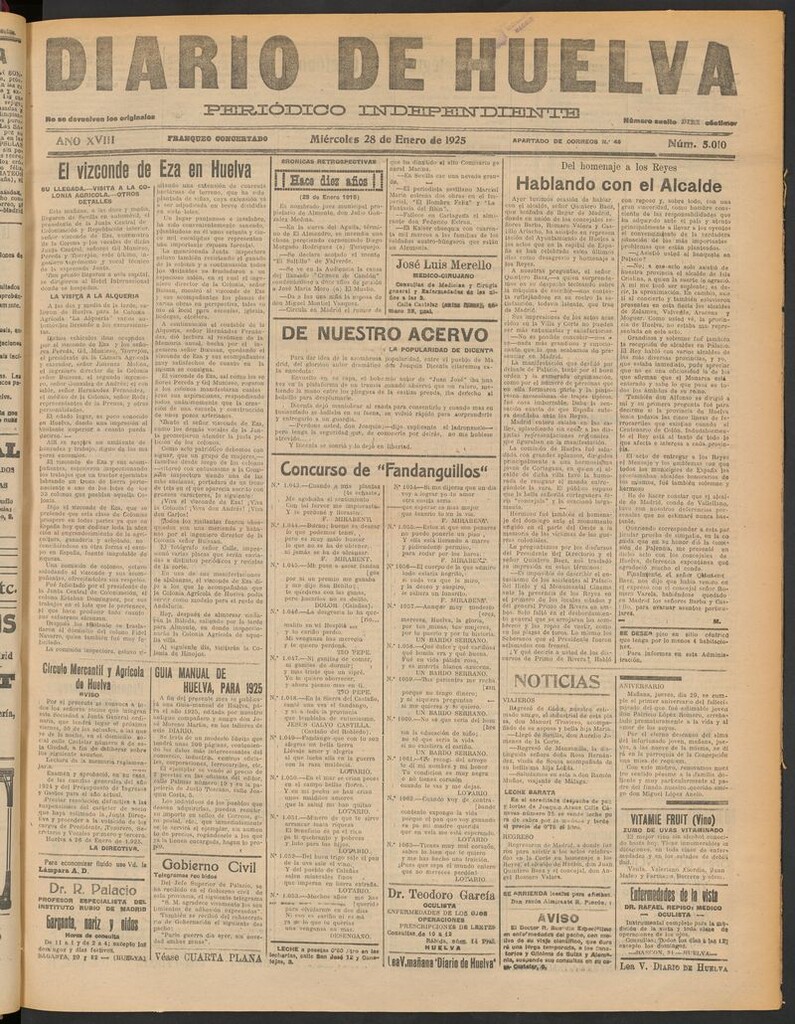 Miniatura de Diario de Huelva : periódico independiente del 28 de enero de 1925