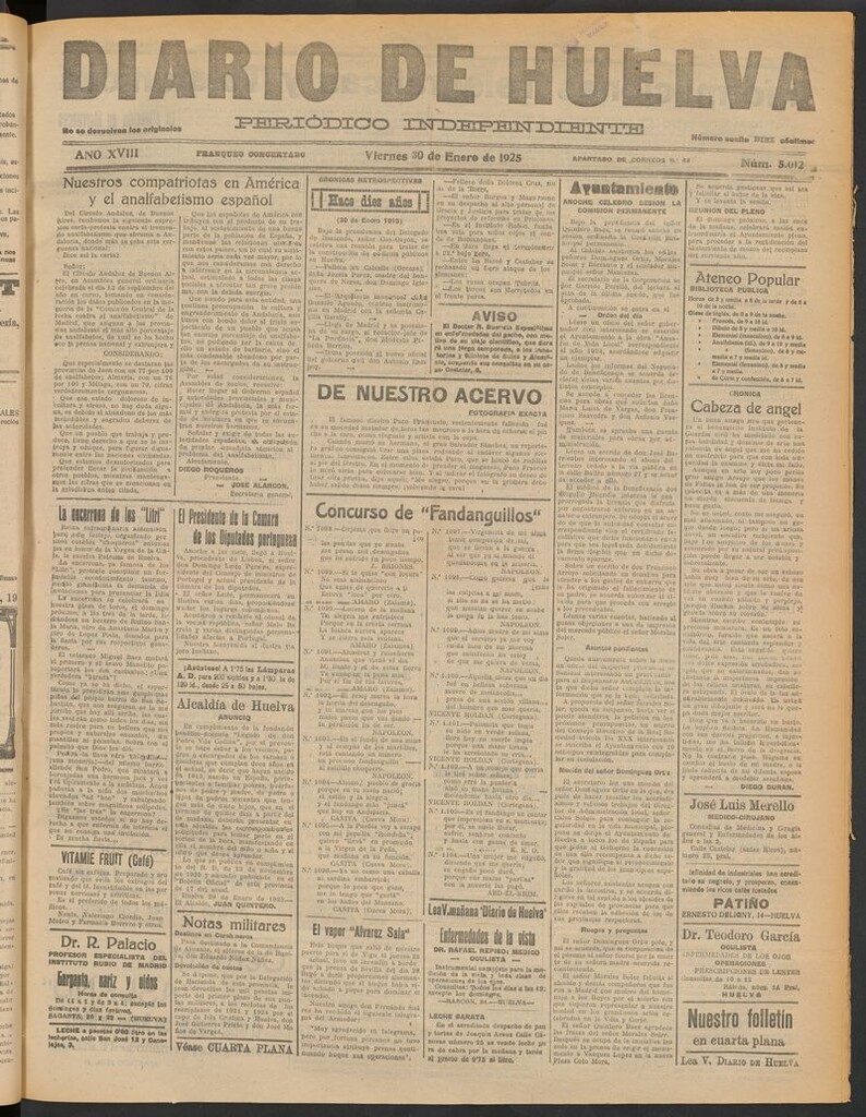Miniatura de Diario de Huelva : periódico independiente del 30 de enero de 1925