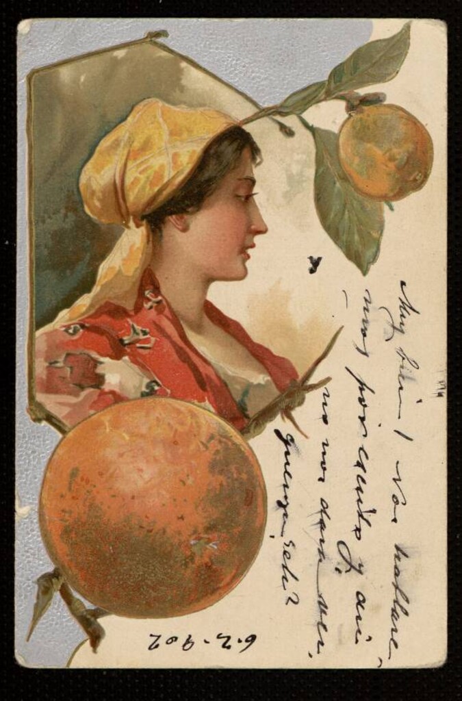 Miniatura de Aldeana con naranjas