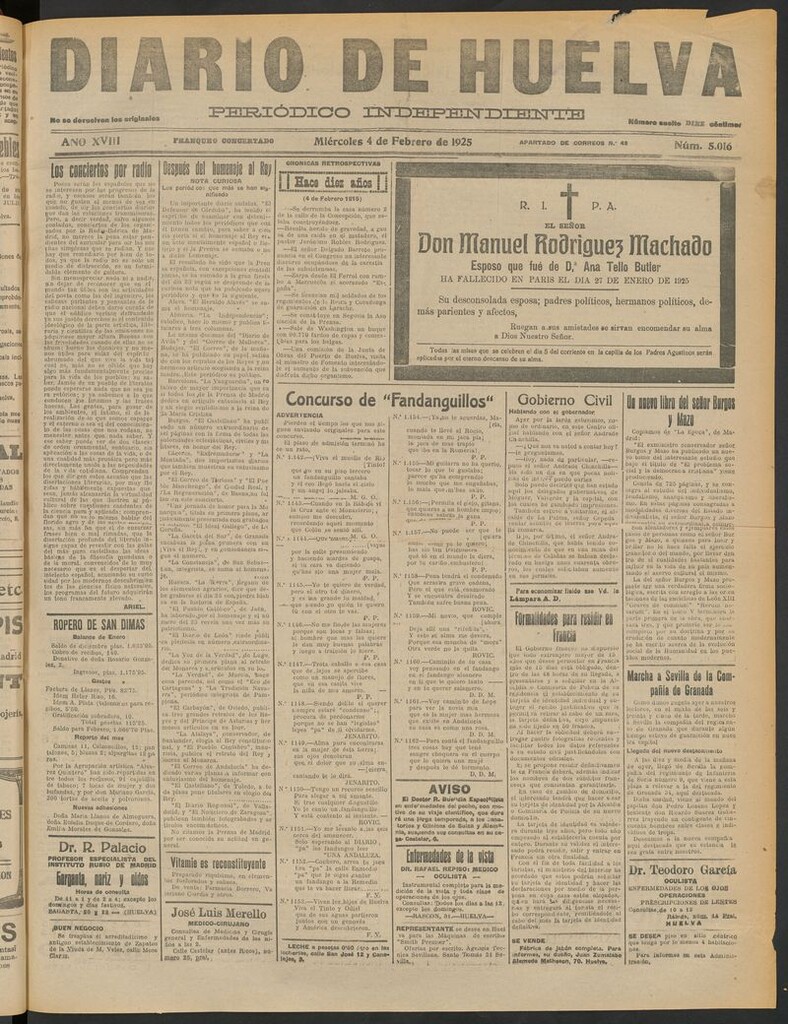 Miniatura de Diario de Huelva : periódico independiente del 4 de febrero de 1925