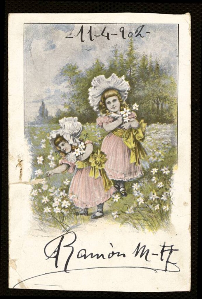 Miniatura de Niñas recogiendo flores