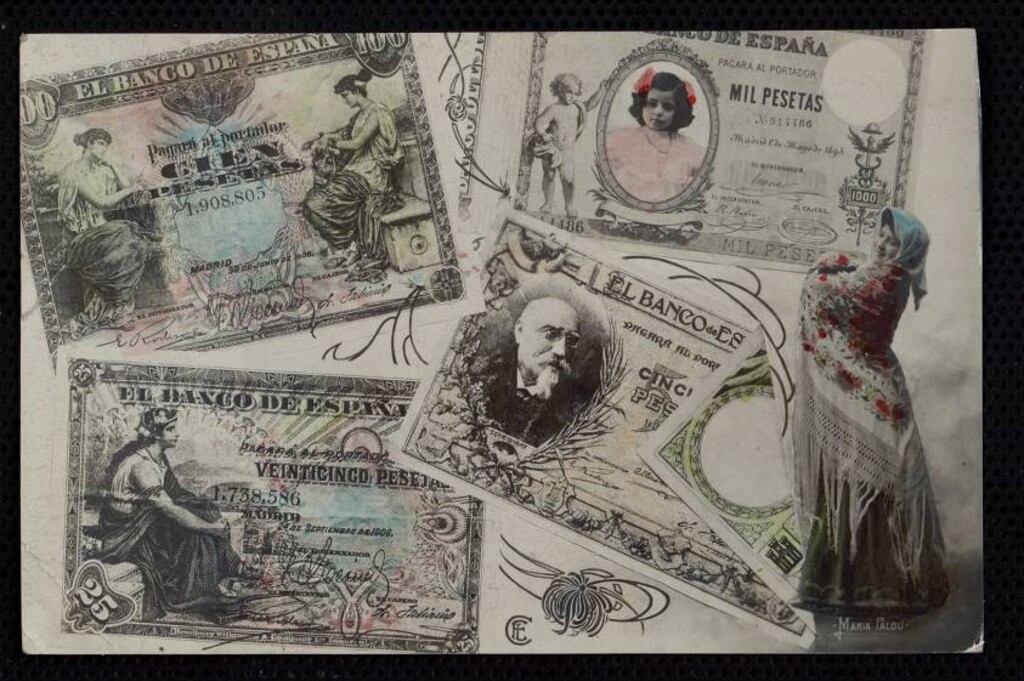 Miniatura de Actriz con fondo de billetes de banco