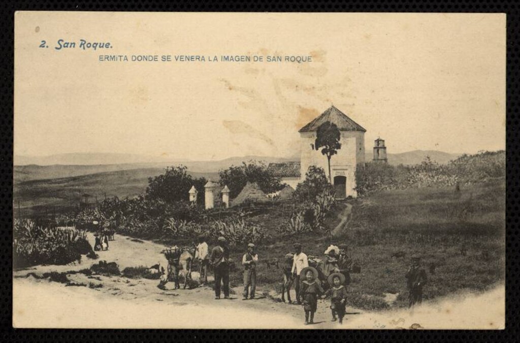 Miniatura de San Roque. La ermita donde se venera la imagen de San Roque