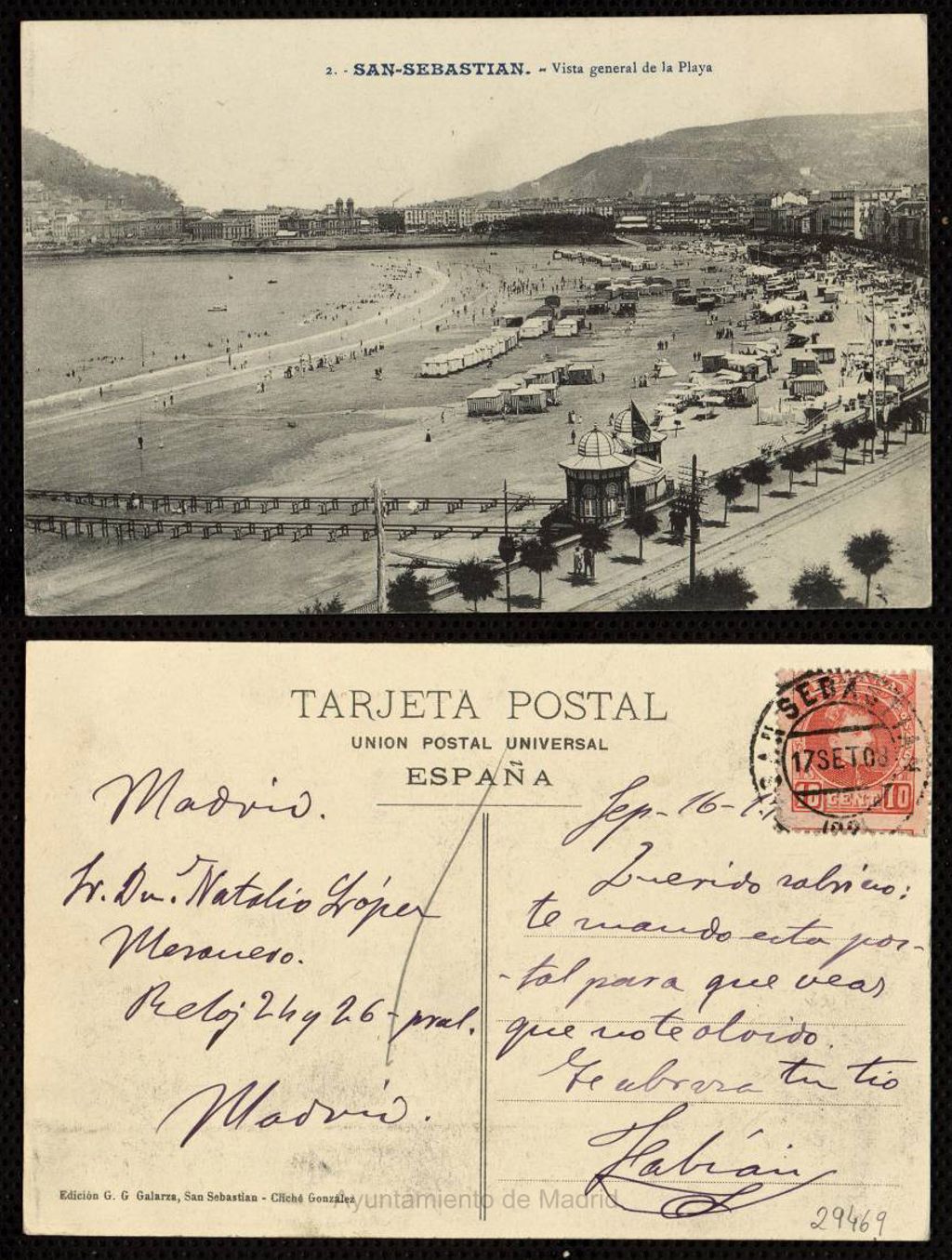 Miniatura de San Sebastián. Vista general de la playa