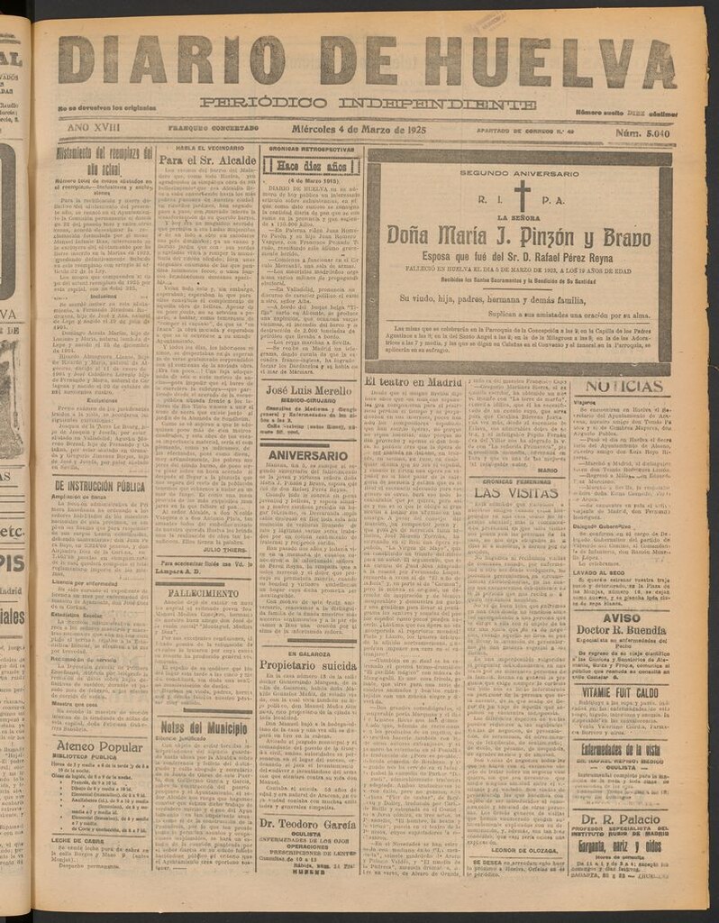 Miniatura de Diario de Huelva : periódico independiente del 4 de marzo de 1925