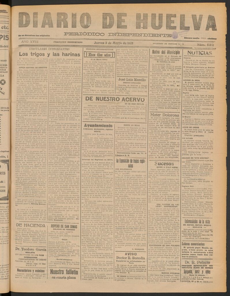 Miniatura de Diario de Huelva : periódico independiente del 5 de marzo de 1925