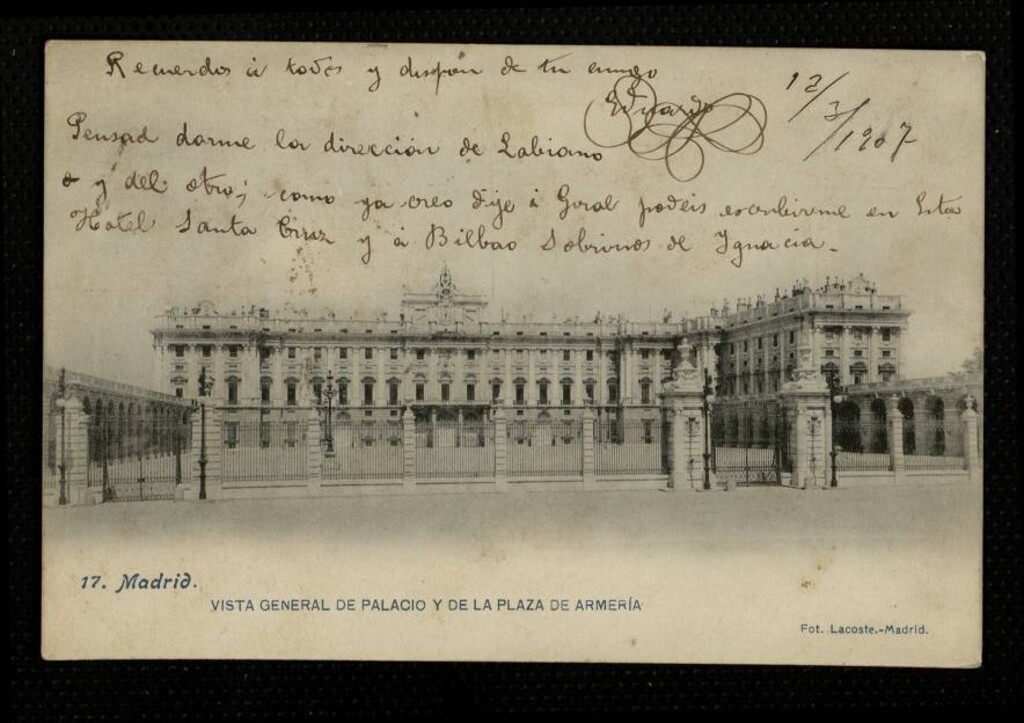 Miniatura de Vista general de Palacio y de la Plaza de la Armería