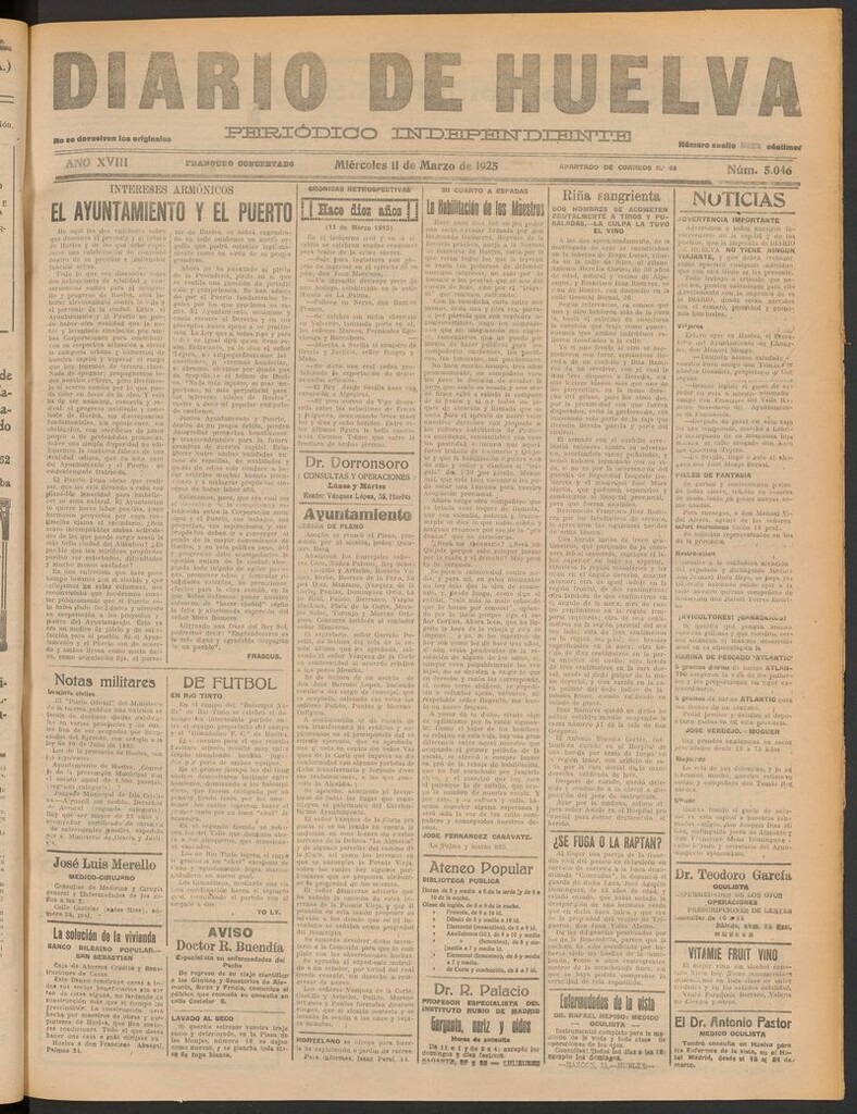 Miniatura de Diario de Huelva : periódico independiente del 11 de marzo de 1925