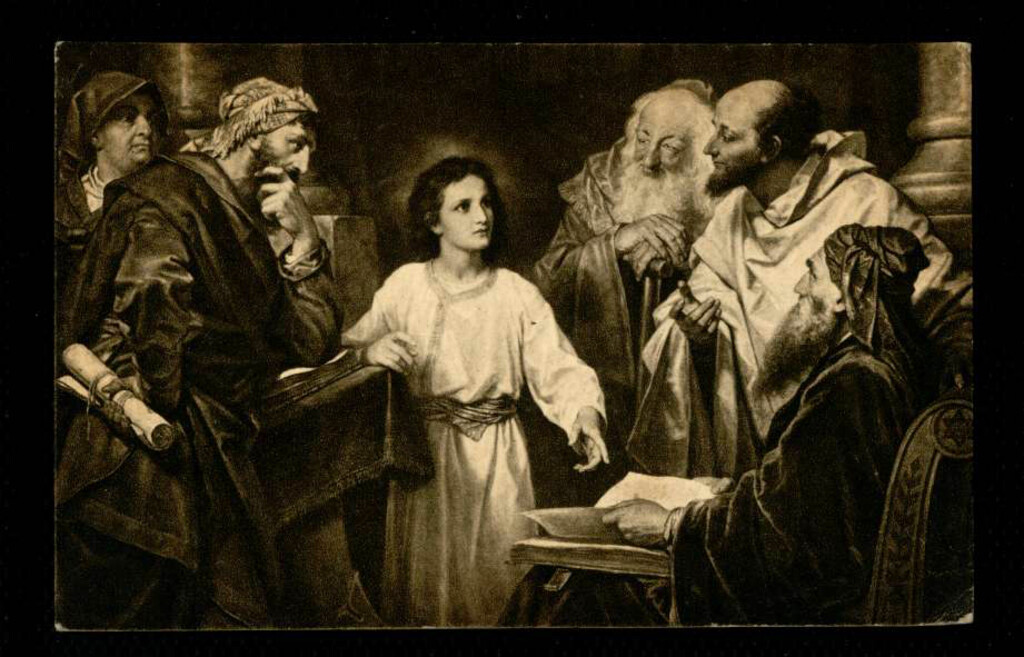 Miniatura de Jesús disputando con los doctores de la Ley