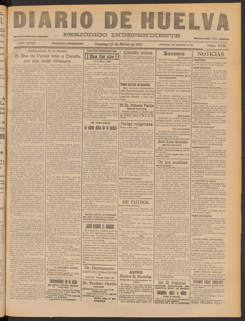 Miniatura de Diario de Huelva : periódico independiente del 15 de marzo de 1925