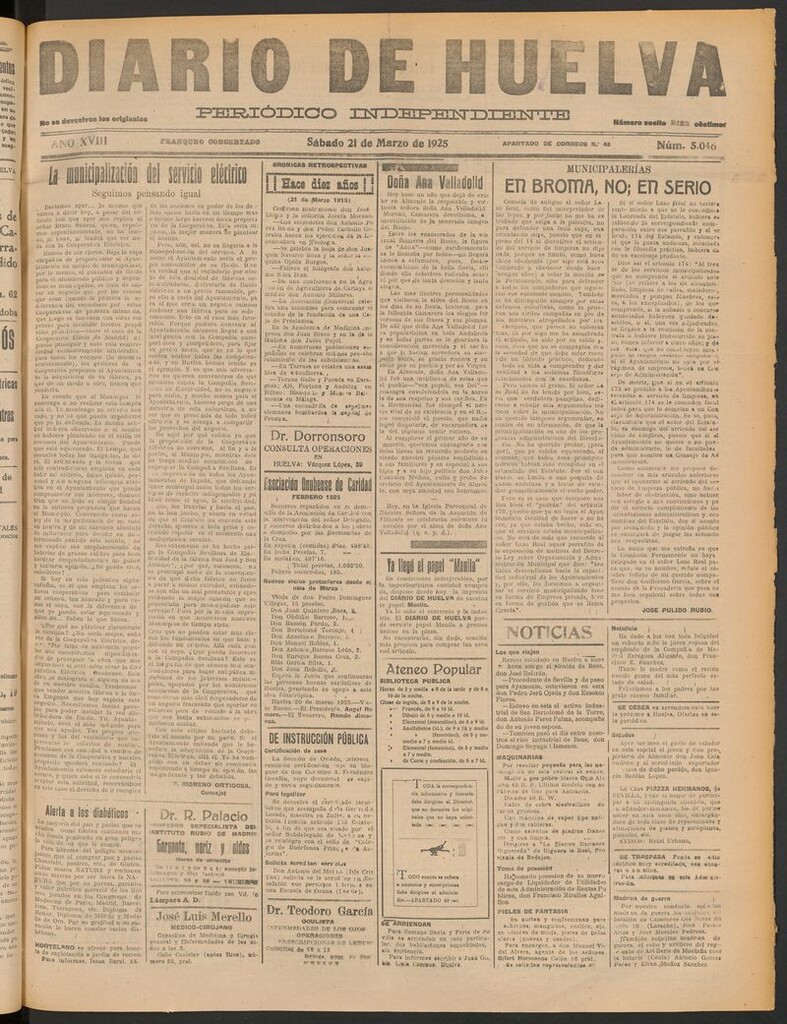 Miniatura de Diario de Huelva : periódico independiente del 21 de marzo de 1925