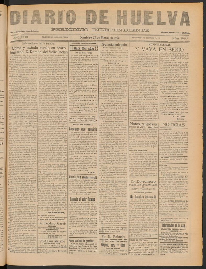 Miniatura de Diario de Huelva : periódico independiente del 22 de marzo de 1925