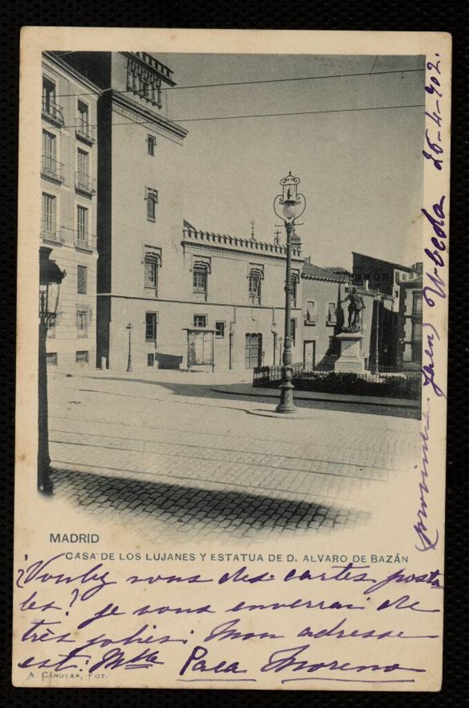 Miniatura de Casa de los Lujanes y estatua de D. Alvaro de Bazán