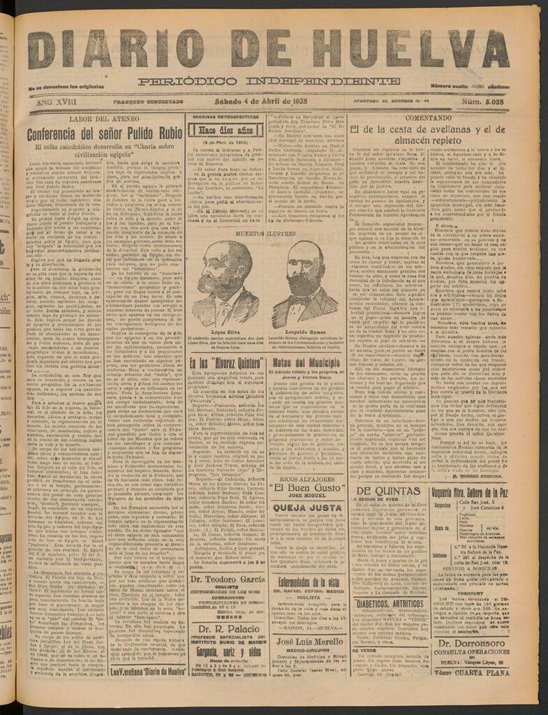 Miniatura de Diario de Huelva : periódico independiente del 4 de abril de 1925