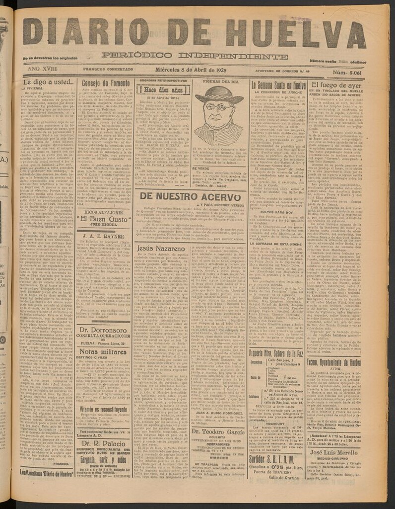 Miniatura de Diario de Huelva : periódico independiente del 8 de abril de 1925