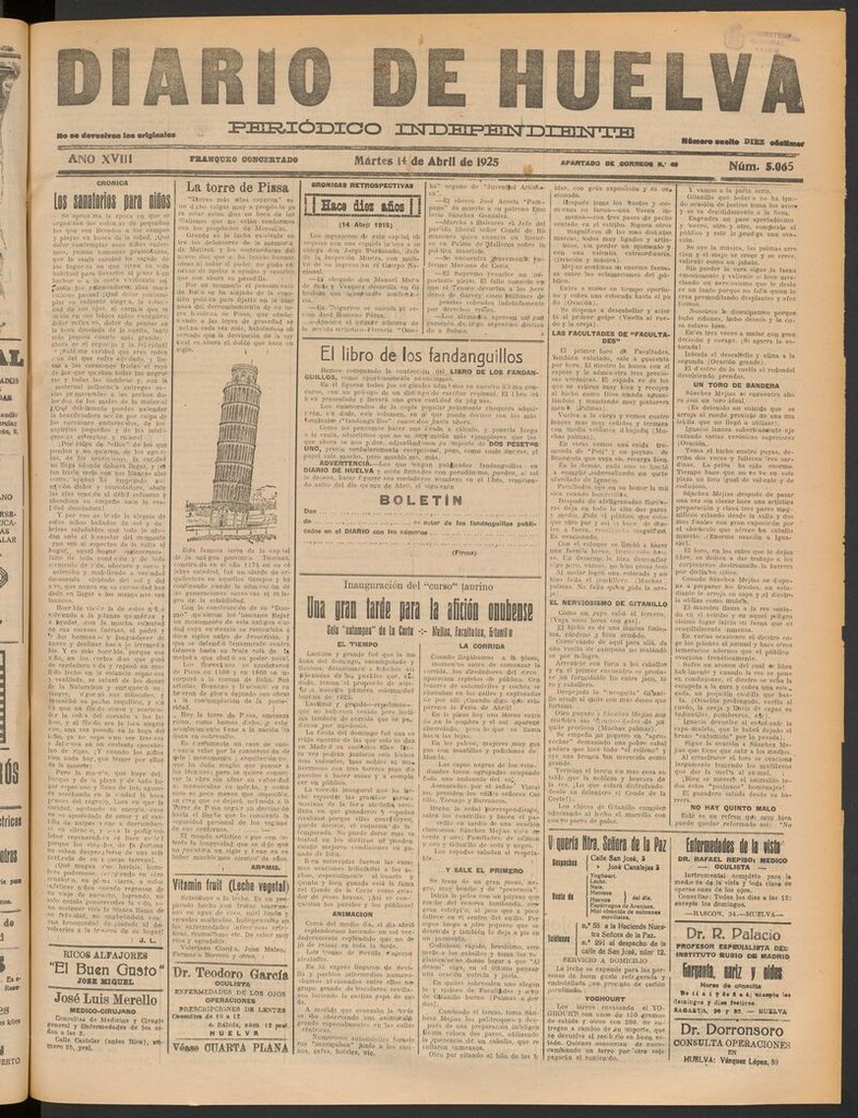 Miniatura de Diario de Huelva : periódico independiente del 14 de abril de 1925