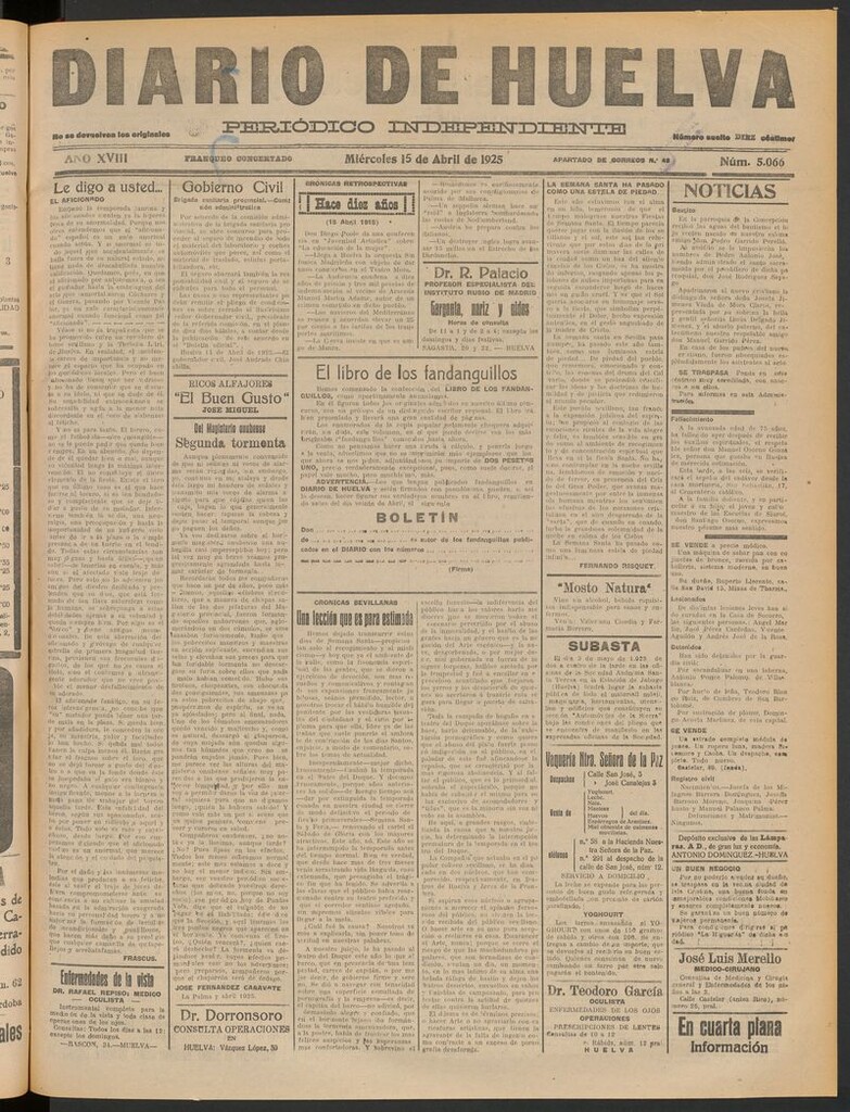Miniatura de Diario de Huelva : periódico independiente del 15 de abril de 1925
